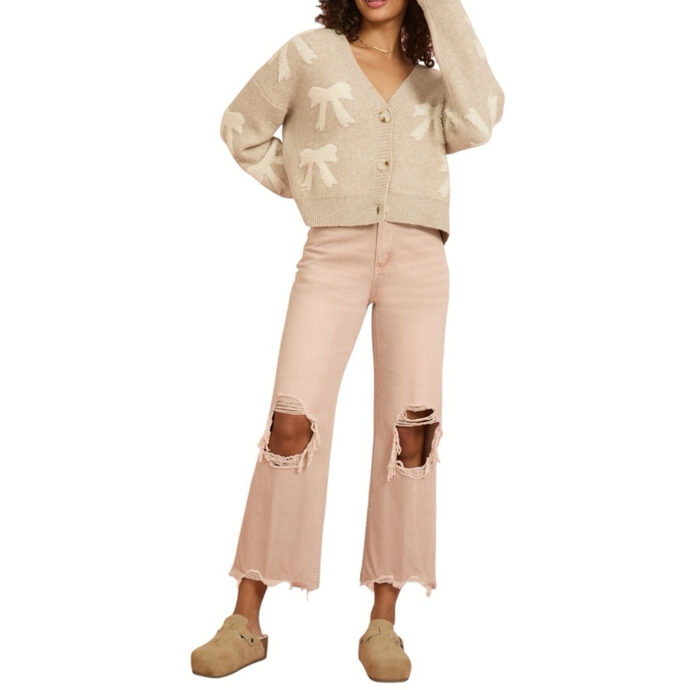 Altar'd State Aubrielle Straight‎ Leg Jeans in Mauve 28